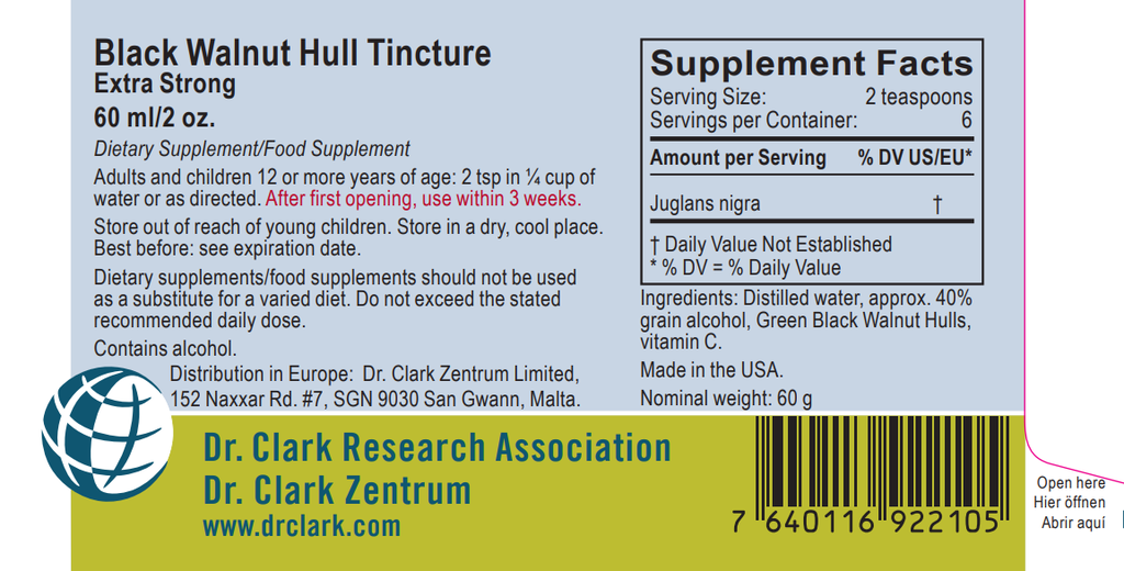 Black Walnut Hull Tincture, extra strong, 2 oz (60 ml)