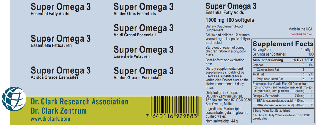 Super Omega 3 Essential Fatty Acids, 1000 mg 100 softgels