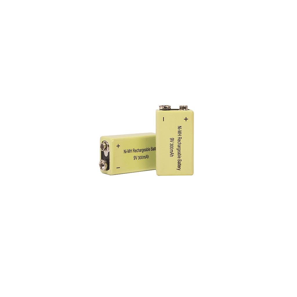 2 Rechargeable 9 V Block Batteries with 300 mAh